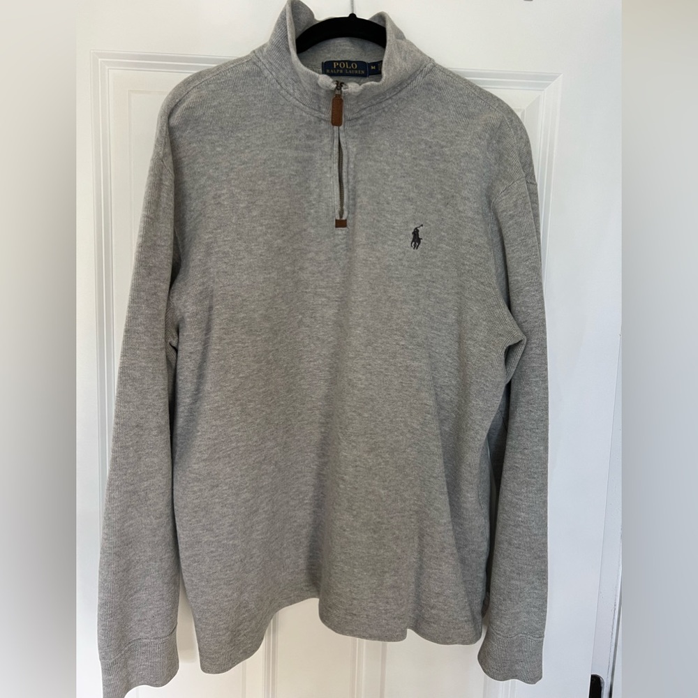 Polo 1/4 zip sweater light grey